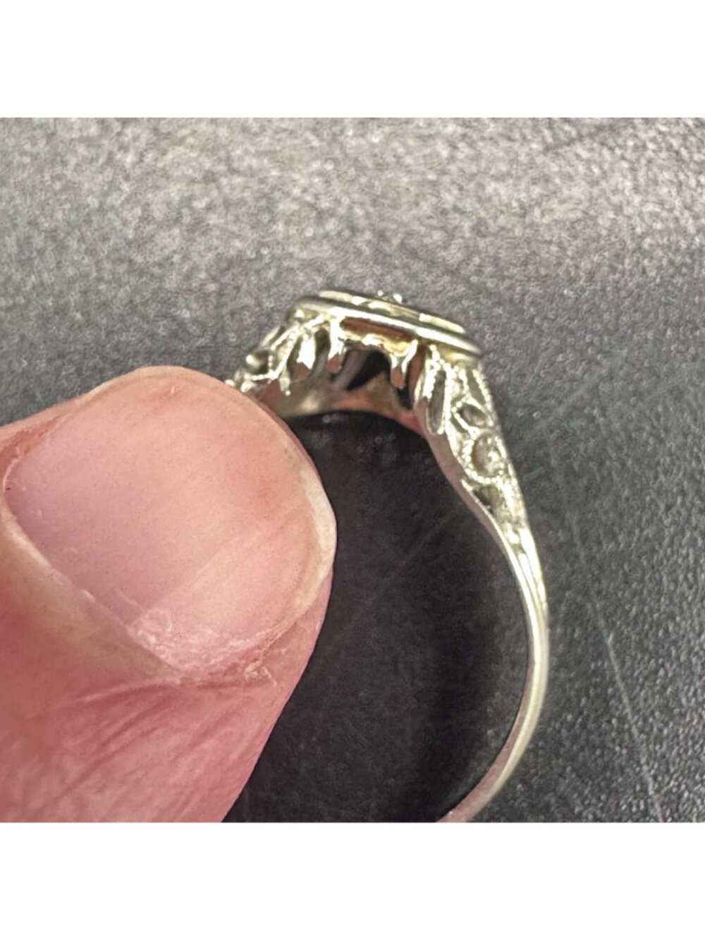 Antique Art Deco Sterling Silver Diamond Ring Small Child Jewelry Size 3.25 READ - Picture 7 of 9